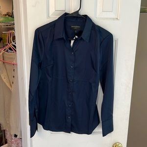 Navy banana republic factory silk button down size S